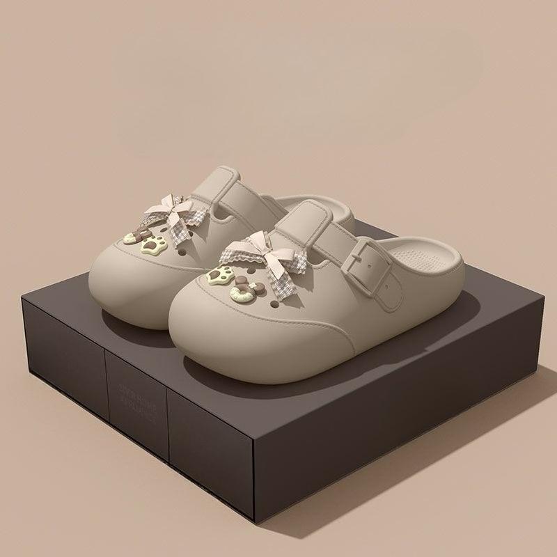 Women's Slippers and Ladies Sandals Outside Thick Slides Hollow With Bow Buckle Shoes Top Designs Footwear New Style Summer Shoe