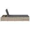 Sun Lounger with Floating Cushion Light Grey Poly Rattan