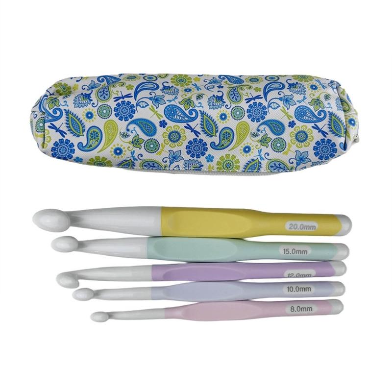 

5Pcs Professional Ergonomic Handle Crochet Hook 8mm-20mm Ergonomic Crochet Hook Set Crochet Needle for Beginner 1