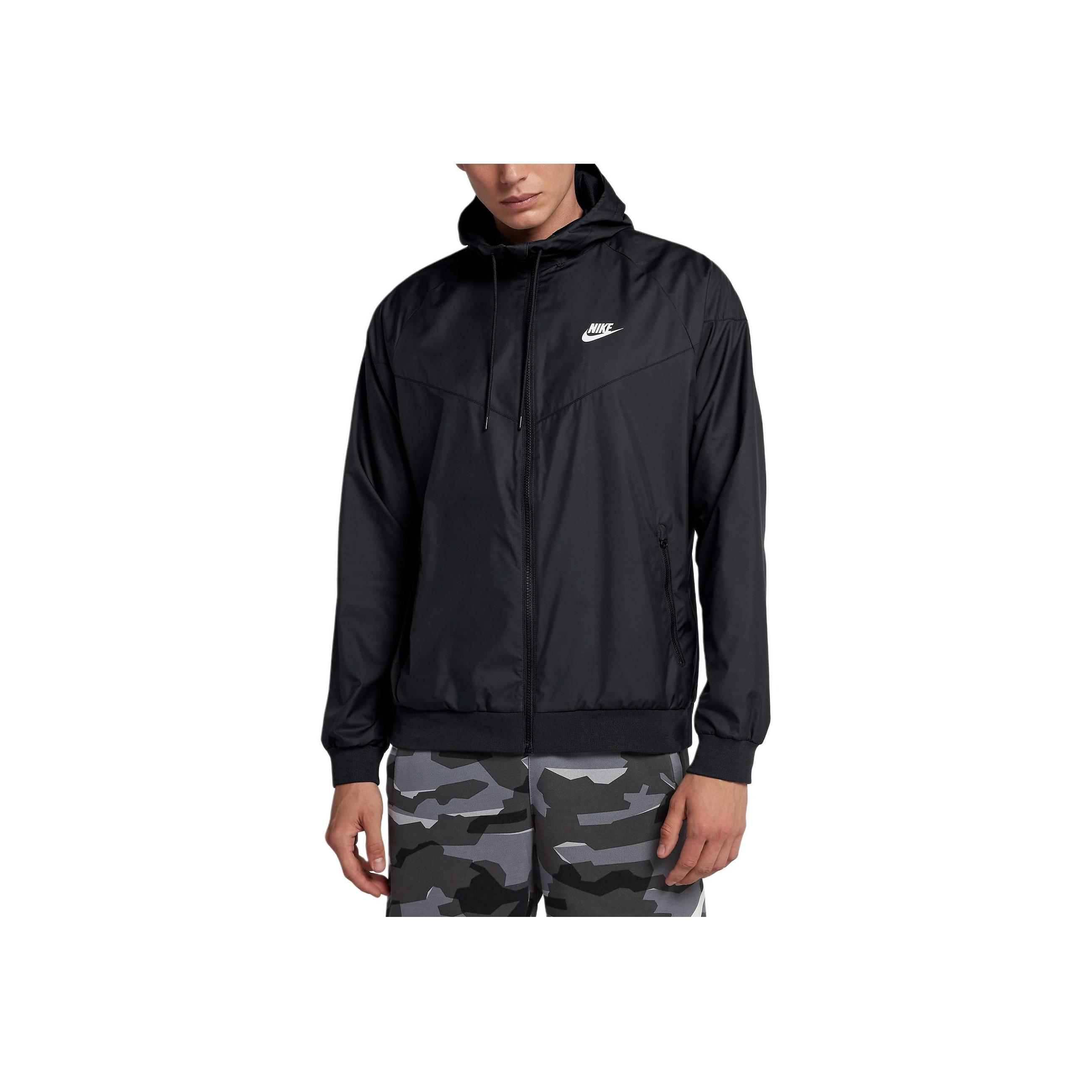 

Nike Sportswear Windrunner Logo Print Solid Color Hooded Long Sleeve Jacket Men Jacket Black 727324-010 XL