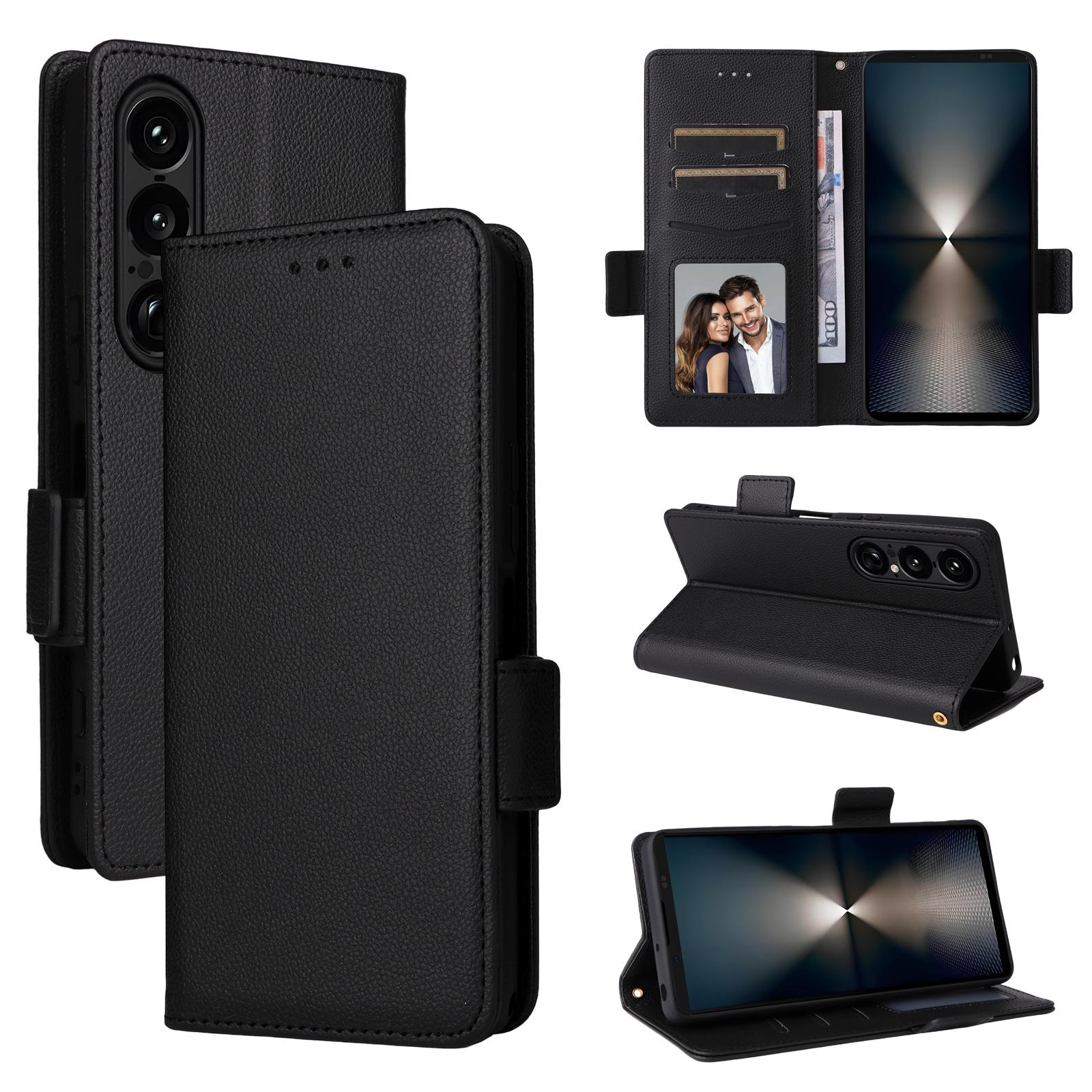 

Чехол-книжка для Sony Xperia 1 VII из искусственной кожи, полная защита корпуса с [блокировкой RFID], ударопрочный, прочный чехол для телефона в стиле ретро for Sony Xperia 1 VII чёрный