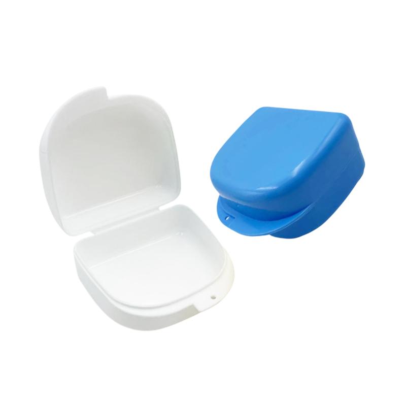 Bunte Retainer-Box mit Belüftungslöchern Tragbare Zahnprothesen-Box für Zahnspangen Mundschutz Aligner-Schale