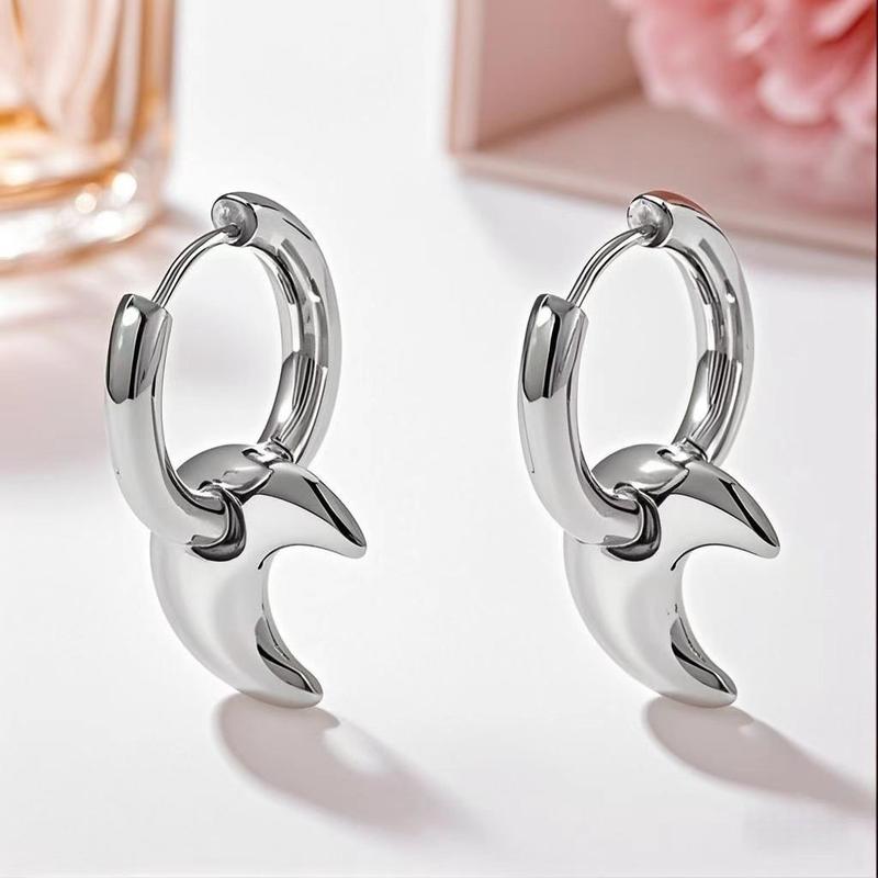 EVISPOL Punk Stainless Steel Huggie Hoop Earrings For Women Moon Star Heart-shaped Drop Earrings Cartilage Piercing Jewelry