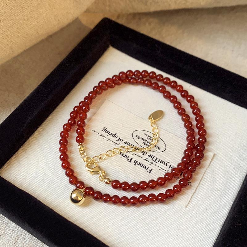 Chinesische Geometrische Stein- & Perlenkette: Retro High-End Schlüsselbeinkette, Vielseitiger Schmuck im antiken Stil