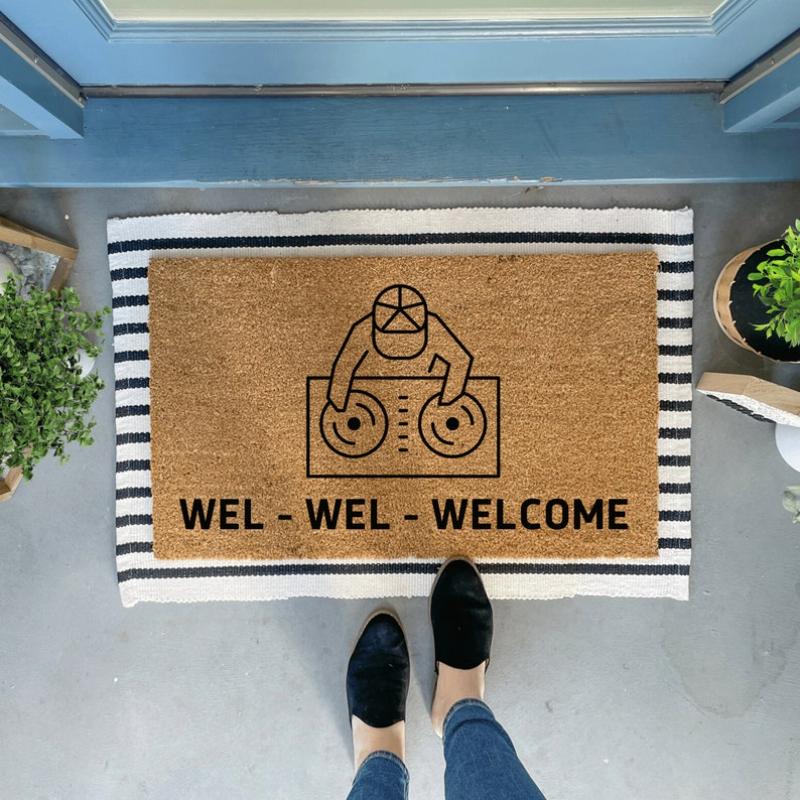 Personalized Coir Doormat Funny Outdoor Doormat Gift for DJ Modern Doormat Entryway Rug Front Door Mat Men New Home Gift