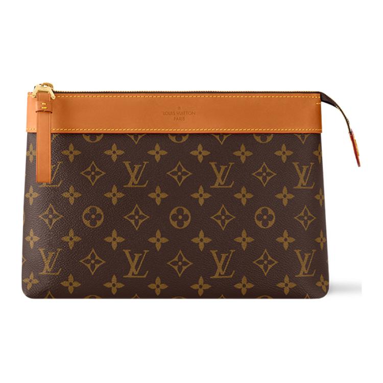 

Louis Vuitton Pochette Voyage Souple Brown Monogram Canvas Men Pouches M14057 Basic Set (Bag+Dust Bag)