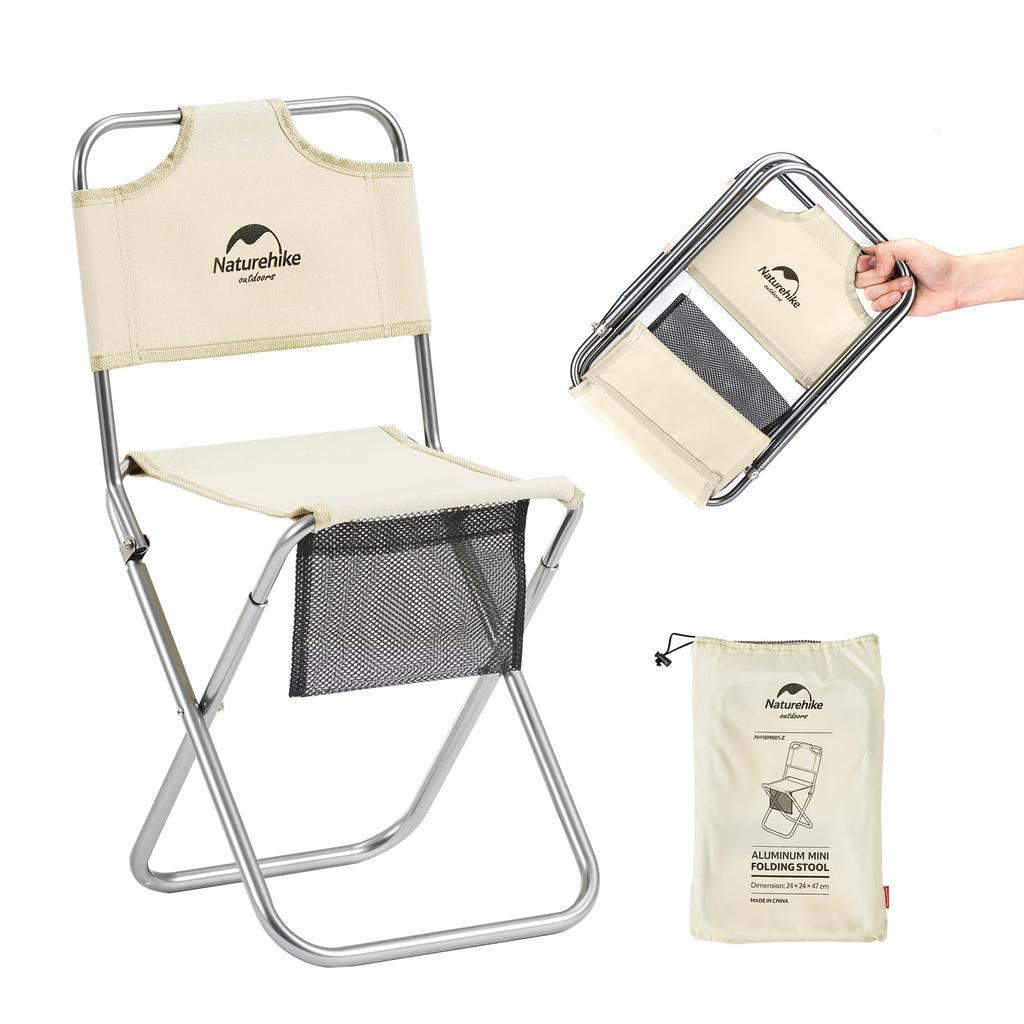 Naturehike Direct Store Outdoor Chair Folding Chair with Backrest Ultra Lightweight Compact Load Capacity 75kg Mini Camping Chair Chair with Storage