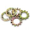 Color Zinc Plated Carbon Steel Anti-Slip Retaining Chrysanthemum Washers with Inner and Outer Teeth - Sizes M3 to M10