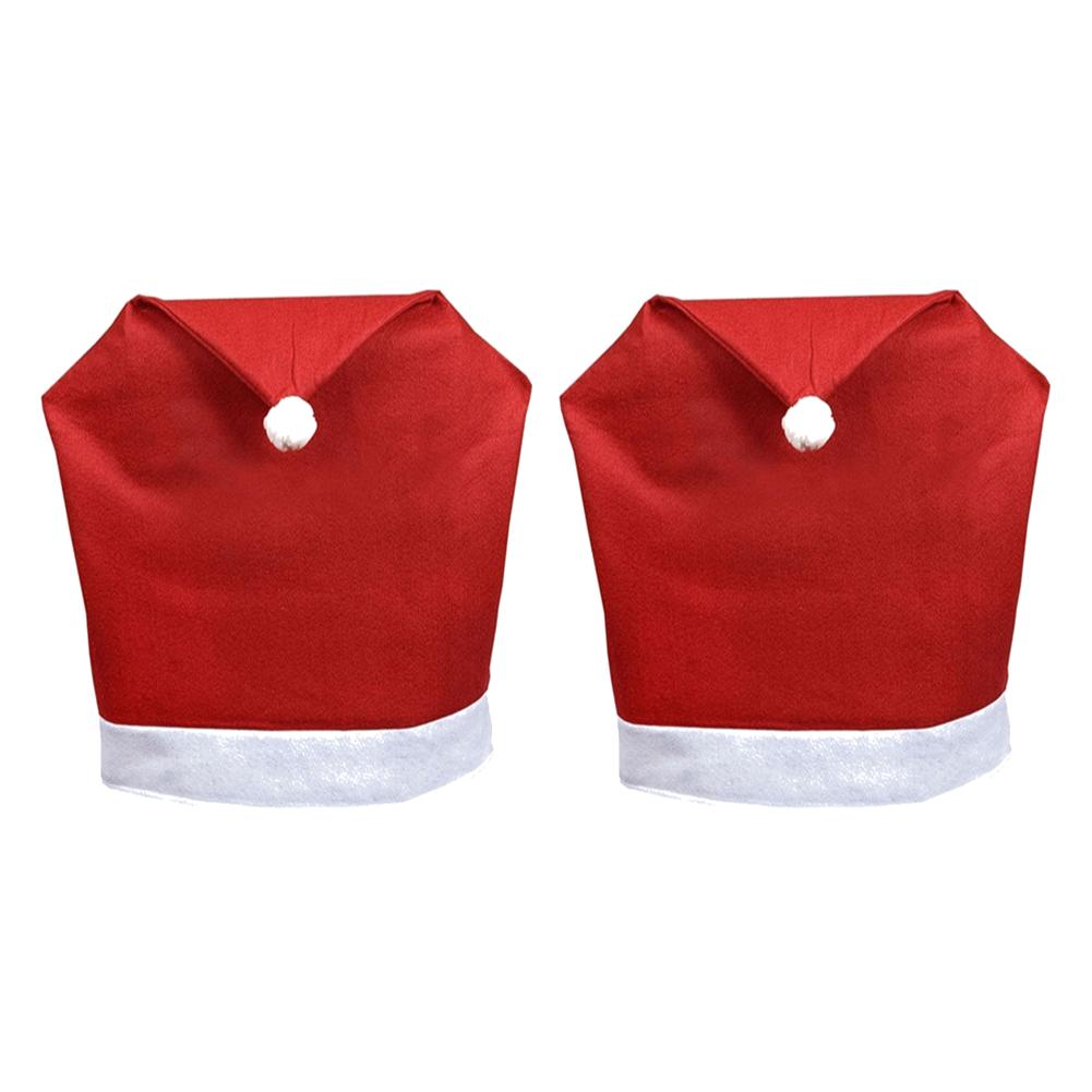 2-6pc Christmas Chair Covers Red Santa Hat Non-woven Chair Back Cover Christmas Table Decoration Dining Chair Cover Party Supply