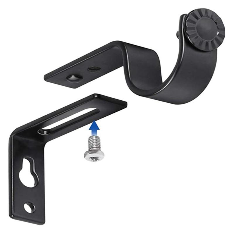 4Pcs Curtain Rod Brackets Adjustable Curtain Rod Holder Drapery Rod Stand Window Curtain Rod Support Hanger Hardware