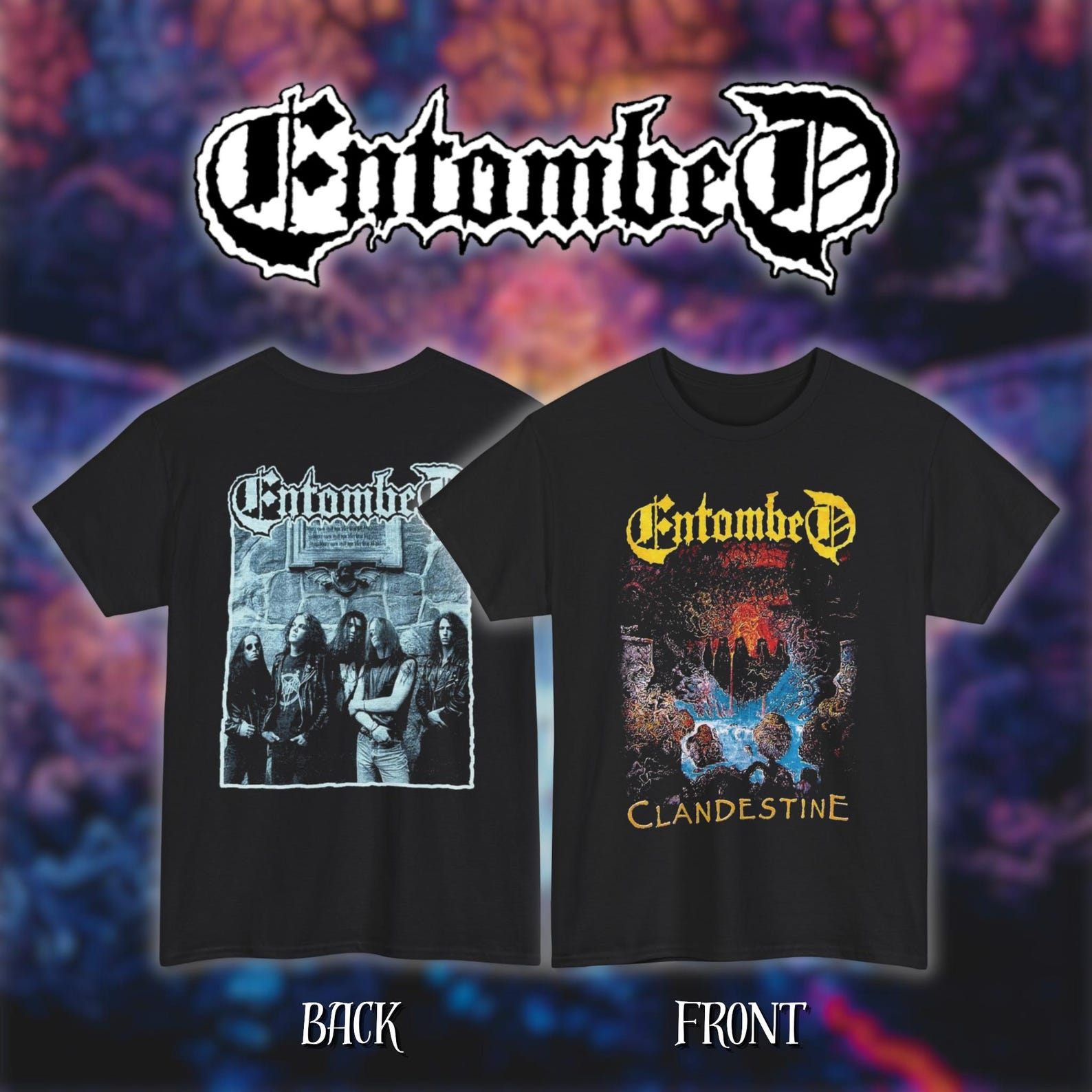 Entombed - Clandestine | Gildan Heavy Cotton Tee | Size- S, M, L, XL, 2-3 XL 2XL