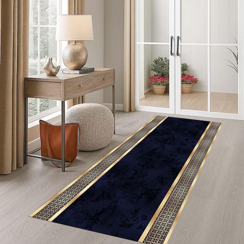 Tapis Moderne Motif Vague Tapis de Sol Décoration Intérieure Style Minimaliste Tapis de Sol Espace Hall Couloir Long Design Décor Chambre à Coucher 40X120CM