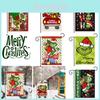 Vánoční zahradní vlajka Grinch, slavnostní dekorace do dvora, oboustranně potištěná lenoška