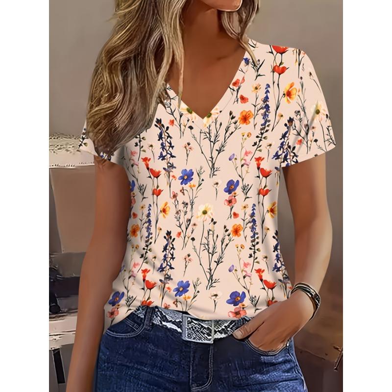 Small Floral Floral Print Women s Short Sleeved Top S