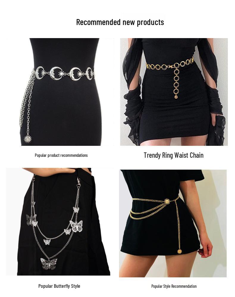 Versatile Metal Rhinestone Tassel Waist & Body Chain for Women 