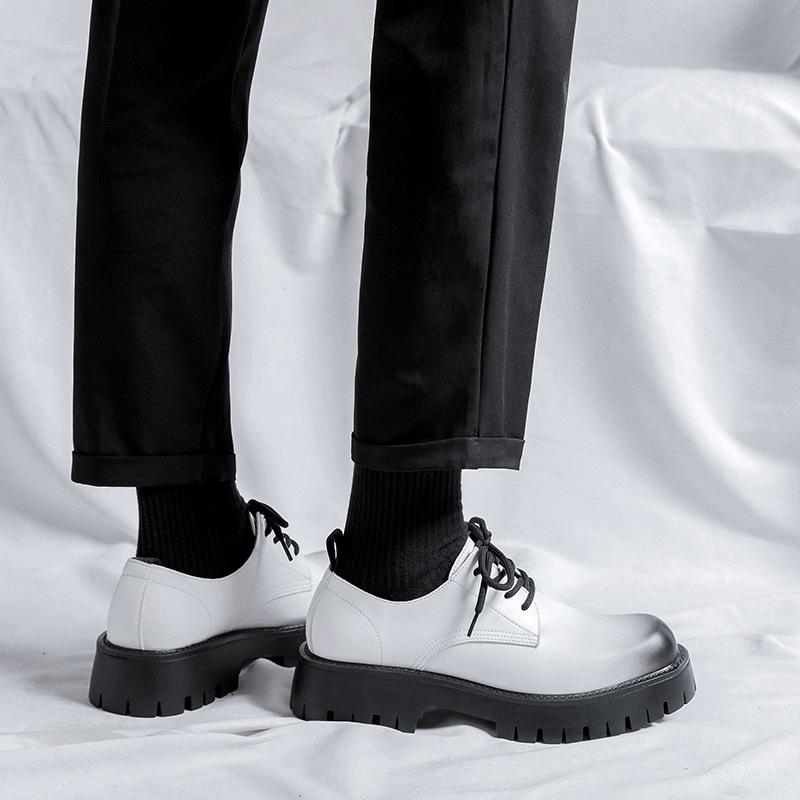 Sapatos Casuais de Couro de Cabeça Grande Masculinos Novo Anual Solado Grosso Ferramentas Juventude Bico Redondo Cano Baixo Botas Martin 5691-R