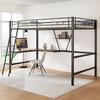 Cama com dossel Forte capacidade de carga Crianças com estante em L Escada de loft Estrutura de metal Móveis para casa Beliche