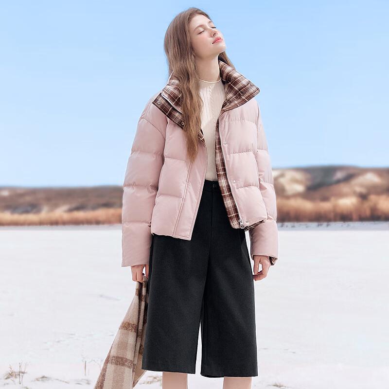 Betu Women's Color-Block Plaid Short Down Jacket