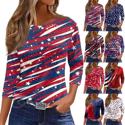 Women's T Shirt Print 3/4 Sleeve Daily Fashion Basic Round Neck Regular Top