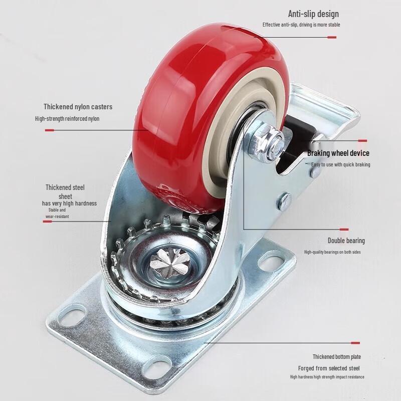 Heavy-Duty 4-inch Nylon Swivel Caster Wheels with Brakes
