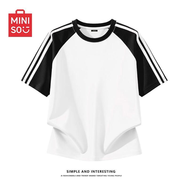 

MINISO Women s Colorblock Cotton Short Sleeve T-Shirt L