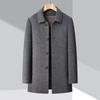 Brand Men's Mid-Length Double-Faced Wool-Cashmere Coat - Business Casual Warm Jacket for Middle-Aged Dad