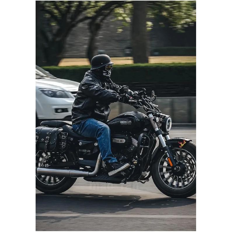 18 Half Helmet Motorcycle Helmet Electric Vehicle Bike Riding Locomotive for Cruiser Retro Four Seasons Unisex Teenager Child