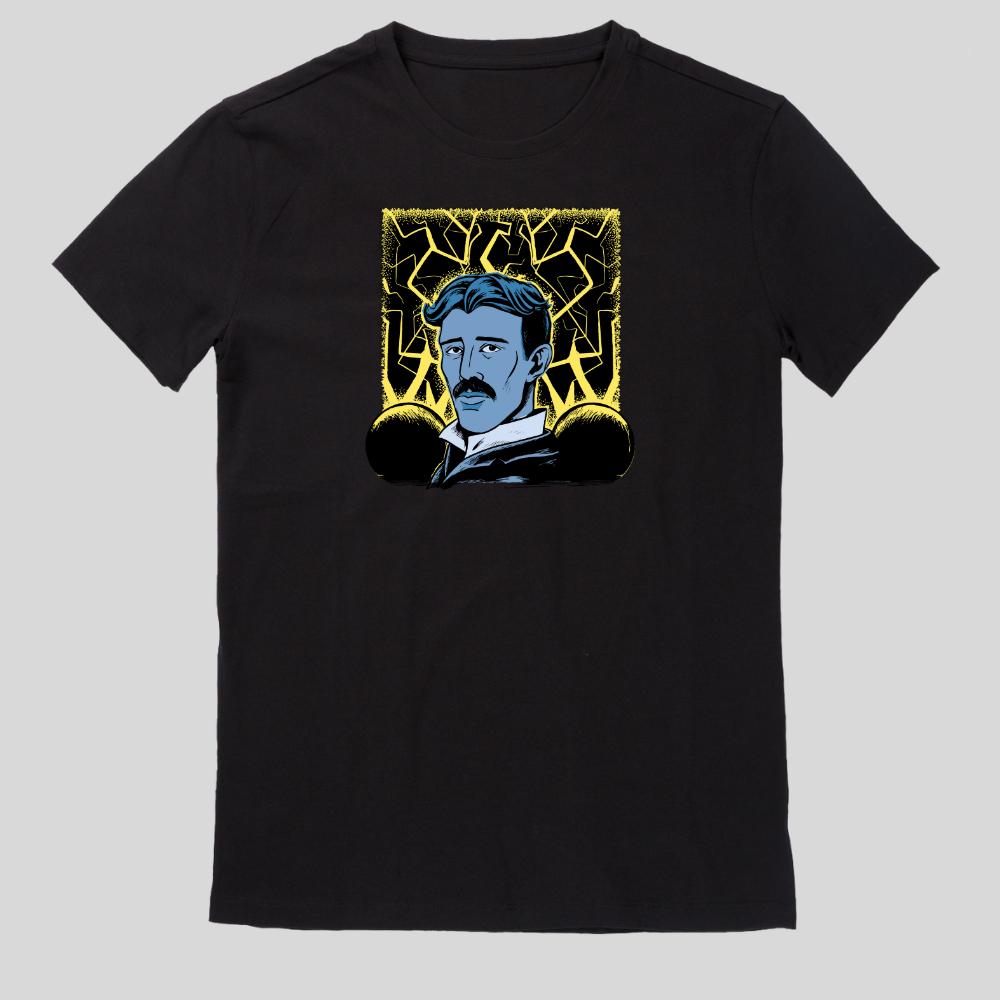 Nikola tesla with electricity t-shirt S