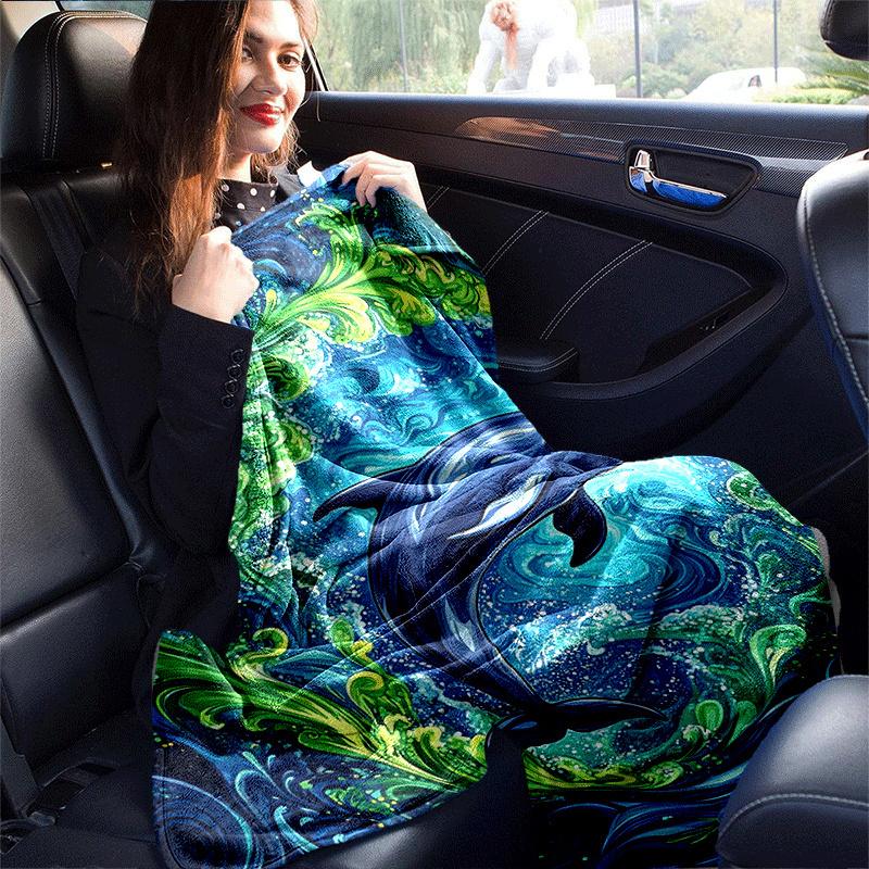 1 Stück Leichtgewichtige Flanelldecke mit Delfin-Aufdruck, Bequeme und Warme Decke, für Camping, Sofa, Bett und Couch, Büro, für Alle Jahreszeiten