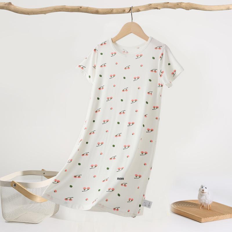 Summer Cartoon Girls' Nightgown - Breathable, Loose-Fit Pajamas for Baby Girls