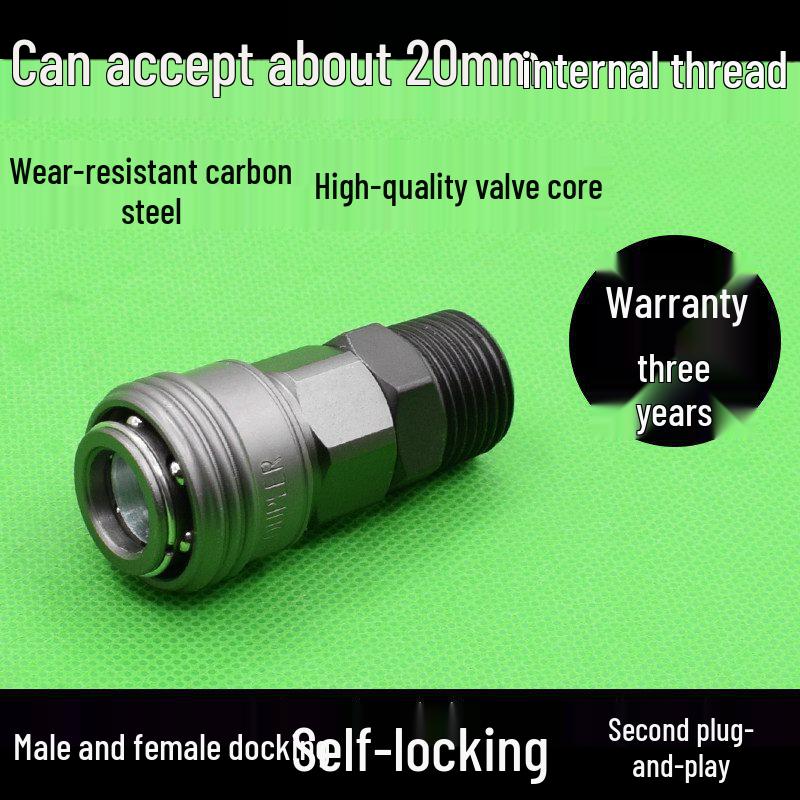Black Gold Steel C-Type Self-Locking Pneumatic Quick Connector for Male/Female Air Compressor Ports