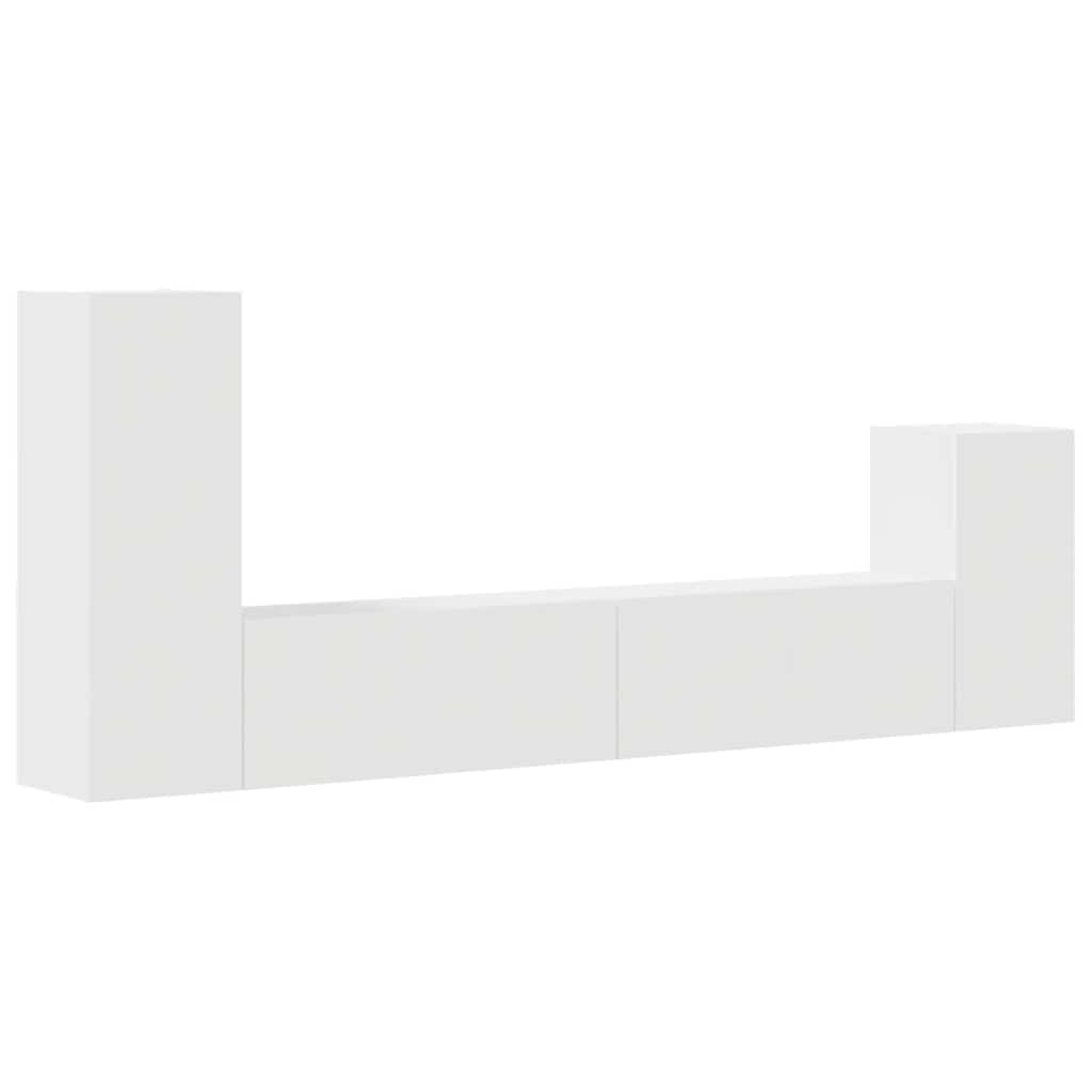 4 piece TV cabinet set white particleboard