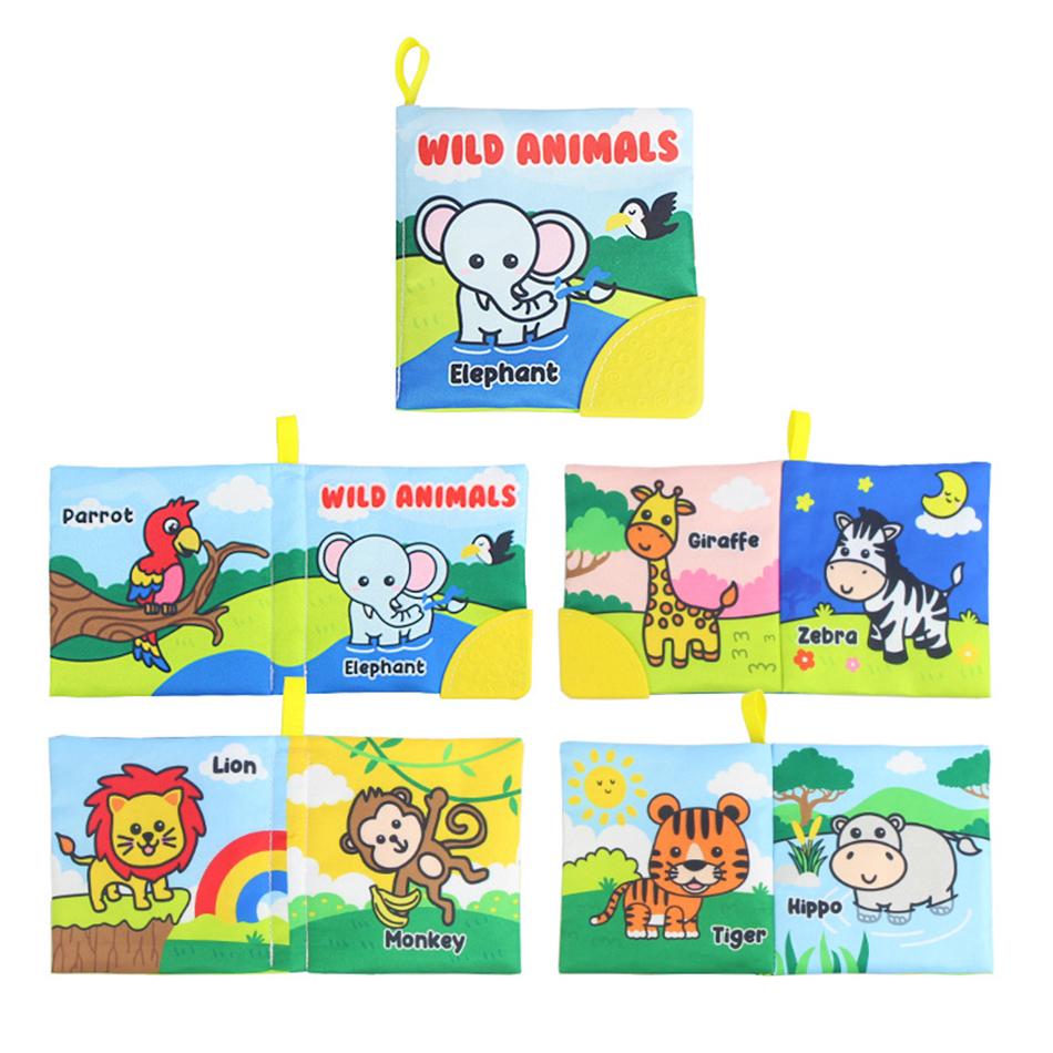 Baby Soft Cloth Books Baby Intelligence Development Learning Book with Teether Rustle Sound Cognition Educational Toys for Baby