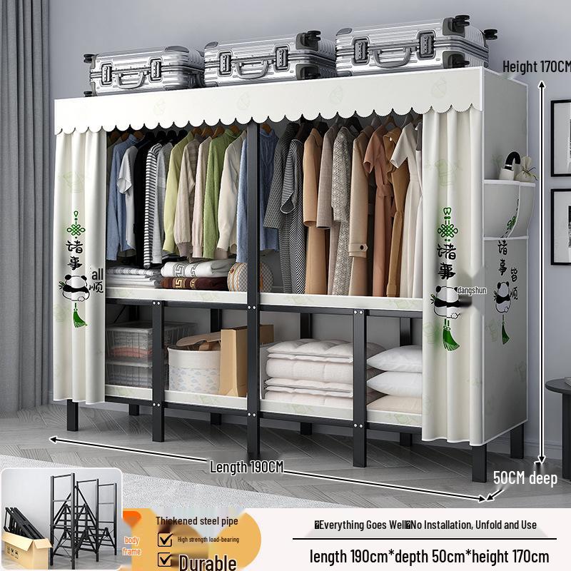 No-Assembly Wardrobe with Drawers: Foldable and Durable for Bedroom or Rental Room