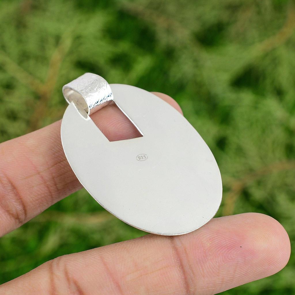 Daughters Day Deal Sterling Silver Rainbow Moonstone Gemstone Art Deco Pendant