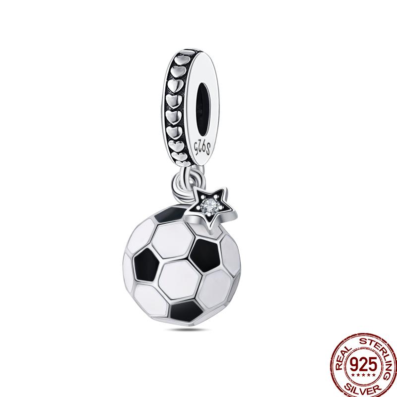 American Sports Series Copper Badminton Baseball Football Pendant Beads Suitable For 3Mm Original Bracelet Diy