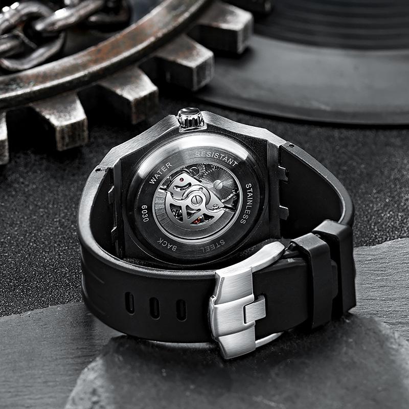 Durenwei Herren Wasserdicht Leuchtend Regenbogensterne Edelstahl Mechanische Uhr