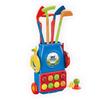 Kids Golf Club Set with Drawbar Cart Plastic Golf Set for Boys Girls Indoor Outdoor Sports Toy with 4 Clubs 8 Balls 2 Holes