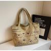 Cute Versatile Canvas Tote Bag Cartoon Dog Pattern Large Capacity Shoulder Bag Korean Style Women's Handbag for Women