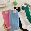 Internet Celebrity She Cloth Label Double Needle Socks Medium Socks Solid Color Stacked Socks