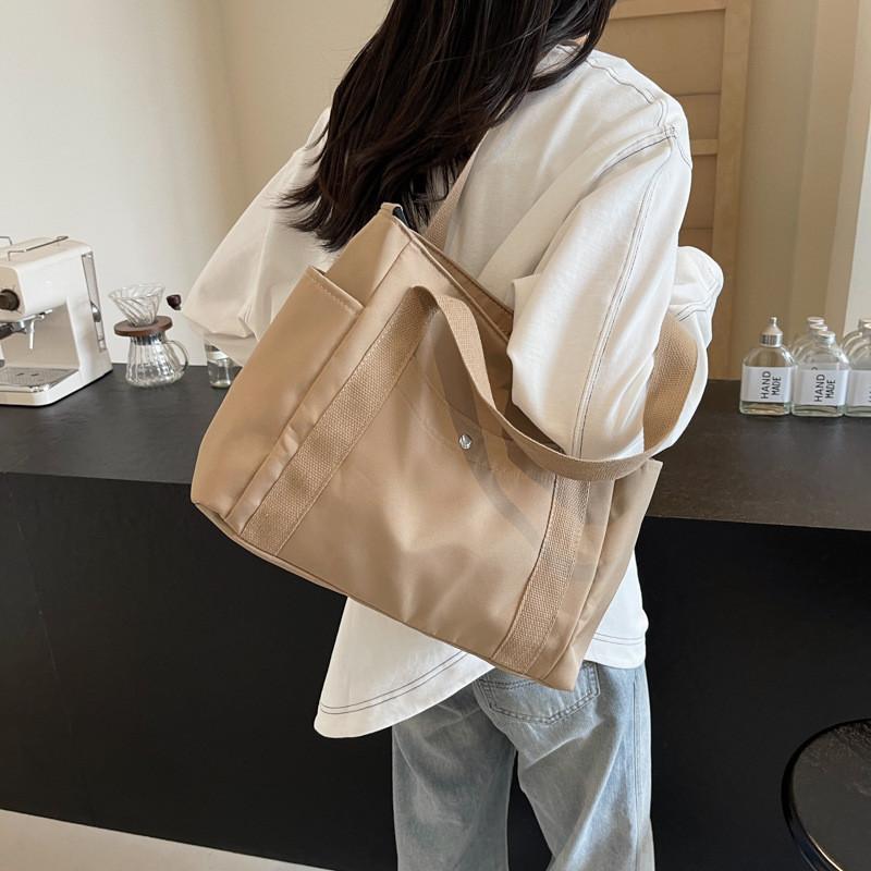 Large Capacity Stylish Canvas Tote Bag For Work And Casual Outings In Black Beige And Khaki Colors