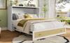 Cabinet Bed, 140 x 200, with Drawers at the Foot and Shelf at the Head of the Bed, with USB and Socket, Convertible Platform, Without Mattress, White