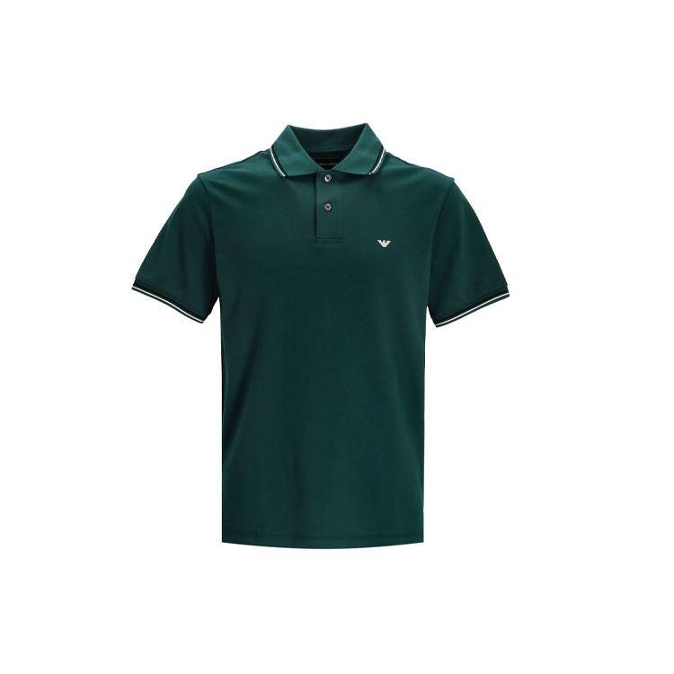 Emporio Armani Eagle Logo Embroidered Straight Fit Short Sleeve Polo Shirt Men polo shirts Green 8N1FB3-1JPTZ-0524 S