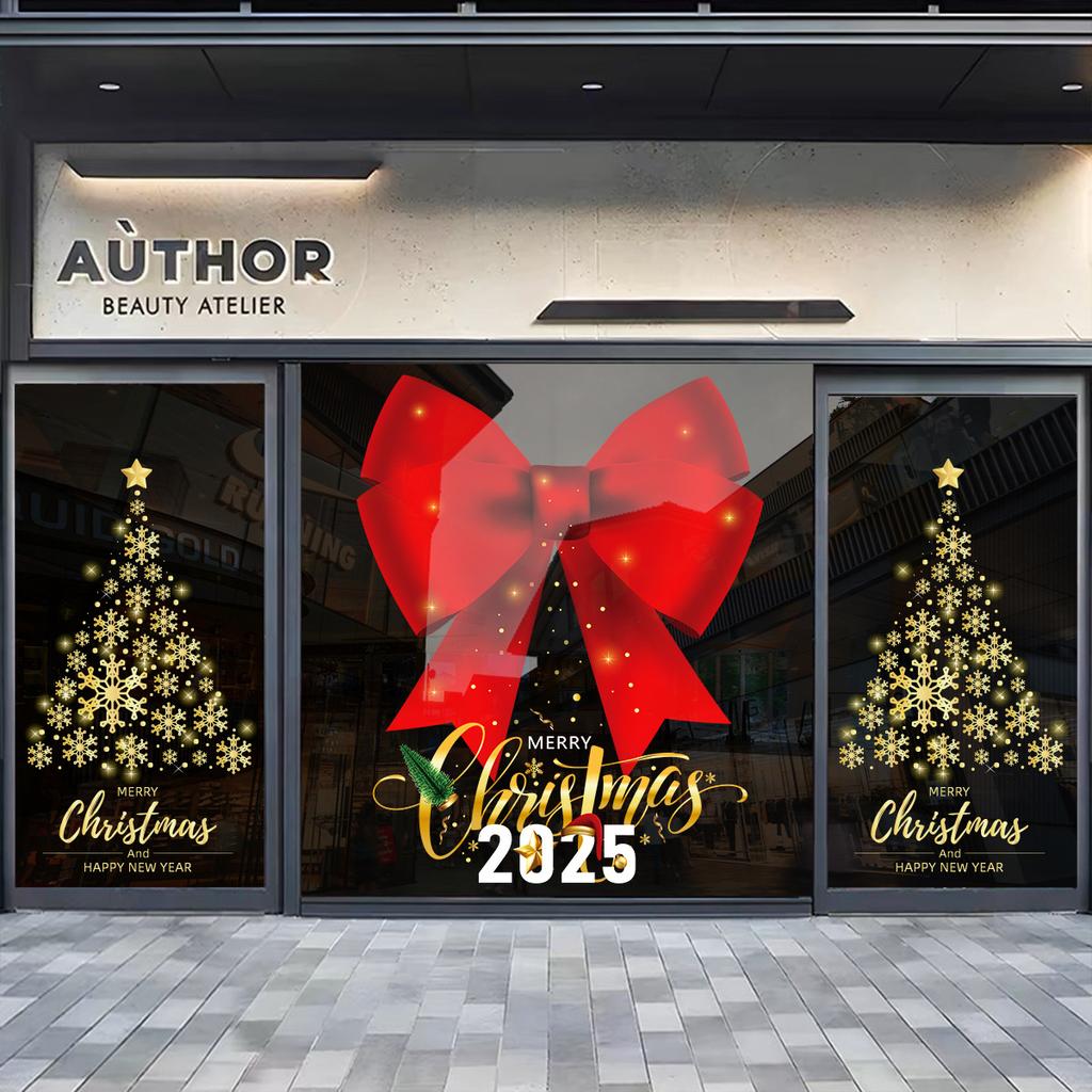 Christmas Decoration Bell Window Static Bow Sticker