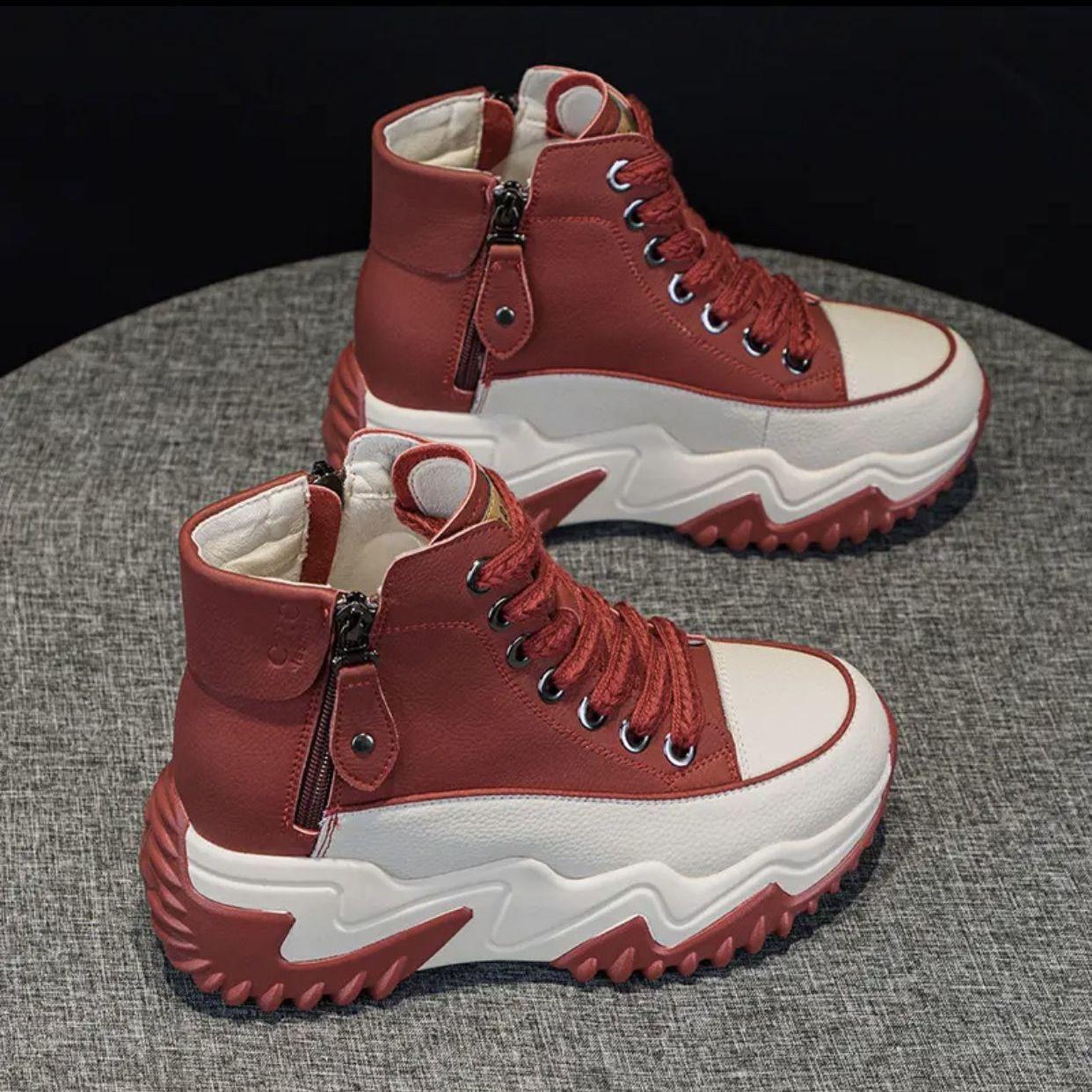 

Мода 2024 Новые женские кроссовки Модные высокие женские ботинки на платформе Повседневная обувь Кроссовки для бега на открытом воздухе для женщин Tenis De Mujer 35 красный