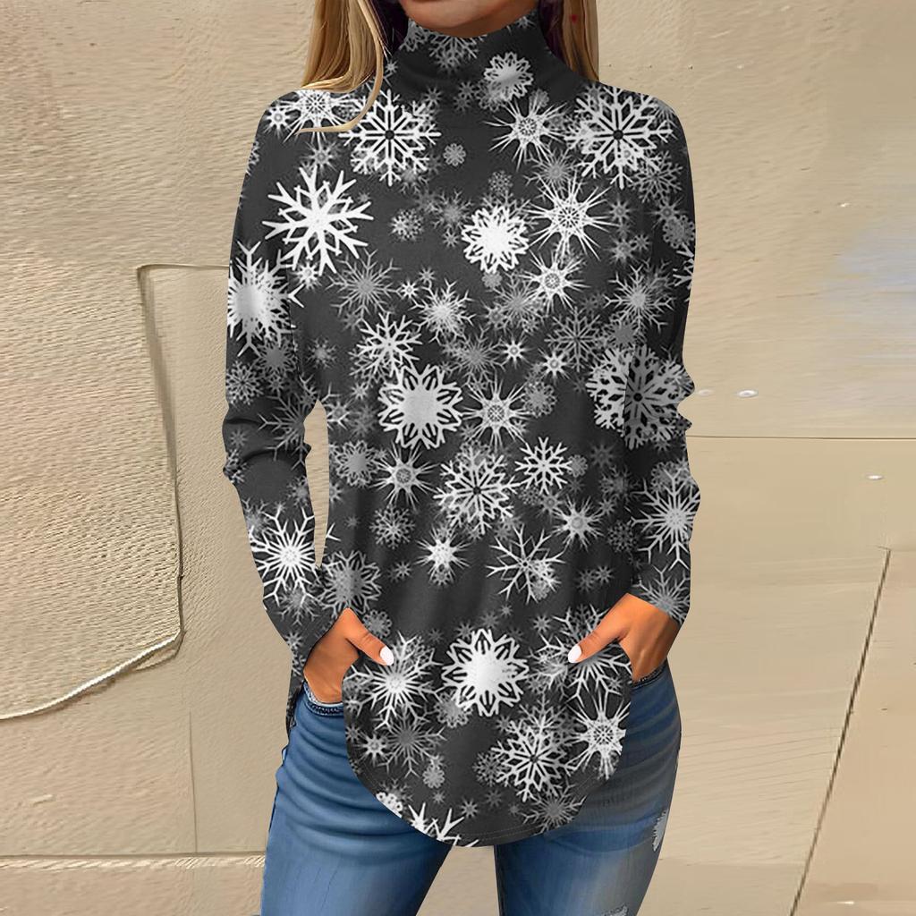 Cămăși de toamnă casual cu mânecă lungă Hanorac cu imprimeu vintage Pulover cu gât înalt