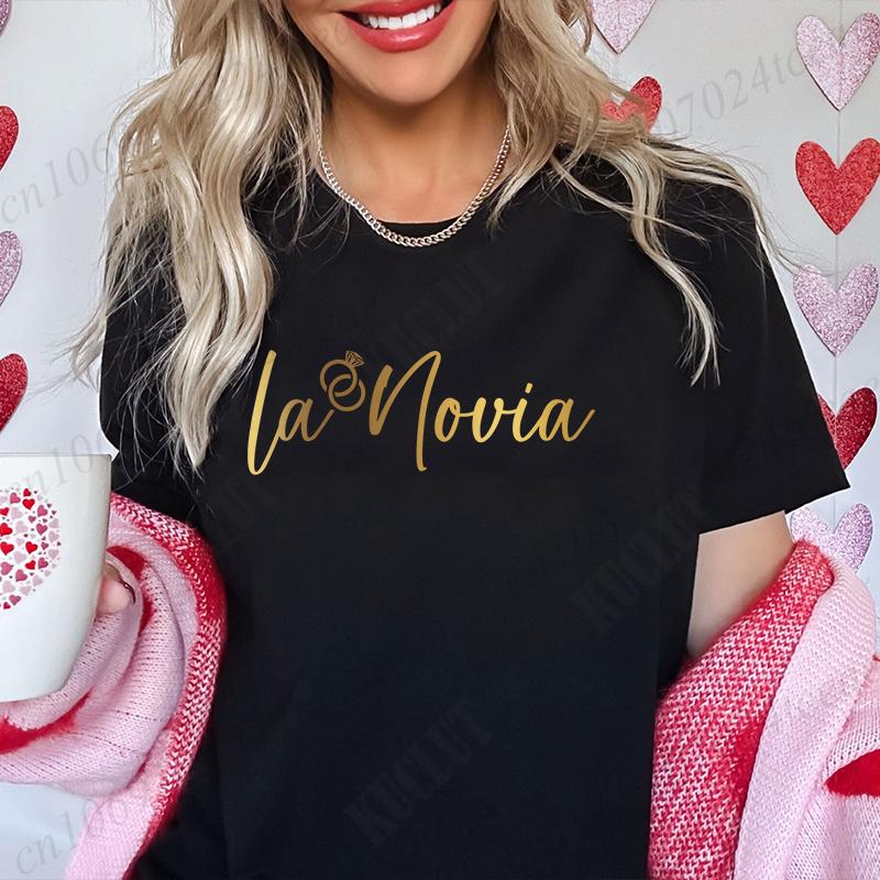 Spanish Printing Father Mother of The Bride T-shirt Team Bride Maid T-shirt Bridal Shower Wedding Bachelorette Party Y2k Tops