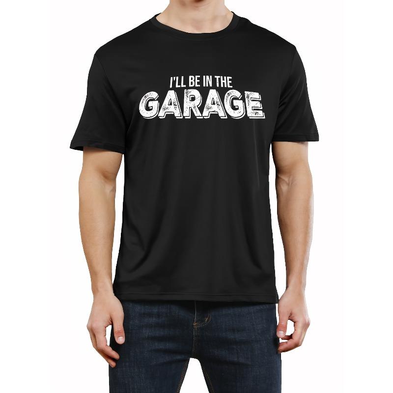 European sizes Mens Garage Print Tee Shirt - Comfortable & Lightweight Short Sleeve Graphic Tee for Summer Casual Wear