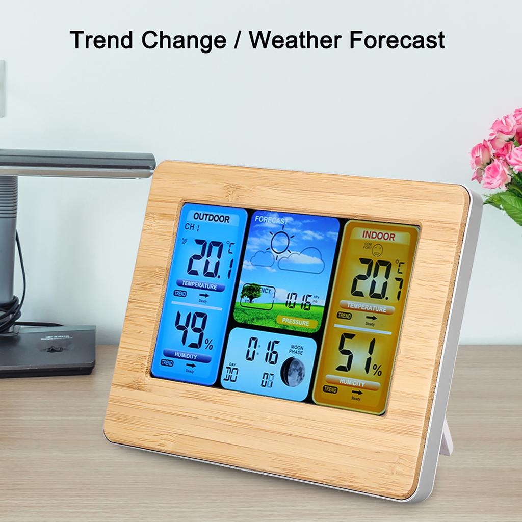 LCD Digital Wireless Weather Station Clock Thermometer Indoor&Outdoor Humidity