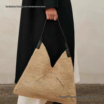 Influencer Strand gewebte Handtasche: Gefaltete Ein-Schulter-Tasche für Urlaubstrends